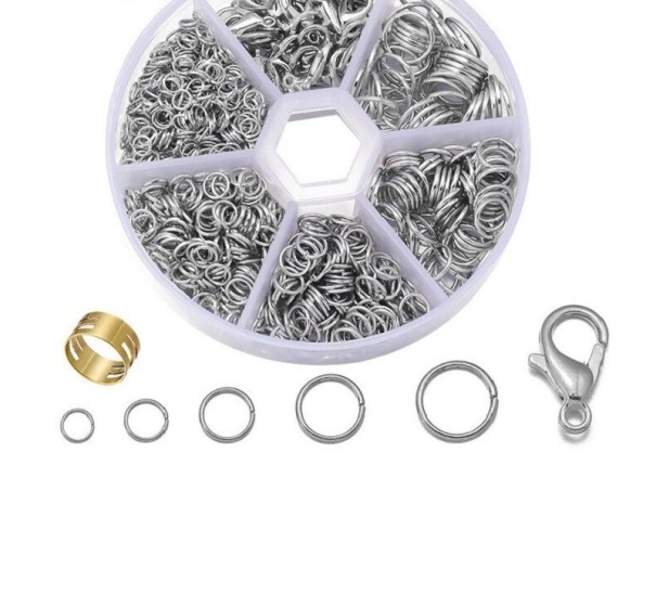 Jewellery Connecting Rings Set 1040 pcs light grey