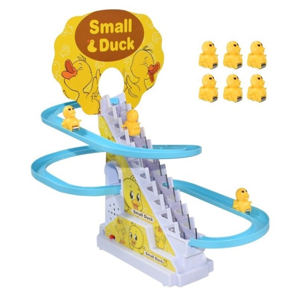 Jezdící schody se skluzavkou a šesti zvířátky žlutá