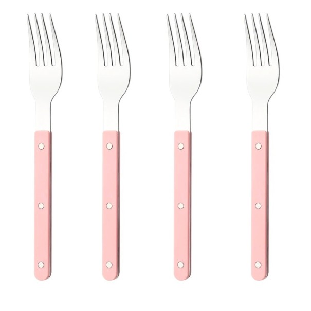 Jídelní vidlička Designová sada příborů Moderní stolní vidličky s ergonomickou rukojetí Stylové kuchyňské nádobí pro domácnost růžová