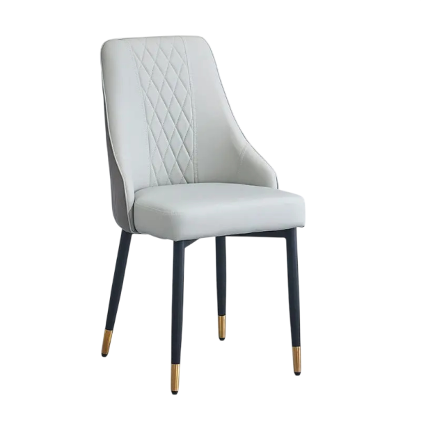 Jídelní židle s vysokým opěradlem a prošívaným vzorem 48 x 45 x 100 cm Umělá kůže a rám z nerezové oceli Světle šedá Do jídelny a kuchyně 1