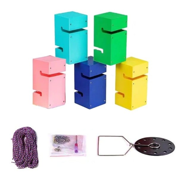 Joc cooperativ de construcție a unei turnuri cu sfoară și lift, set de 5 piese 15 x 7,5 x 7,5 cm, jucărie pentru teambuilding și activități în aer liber multicolor