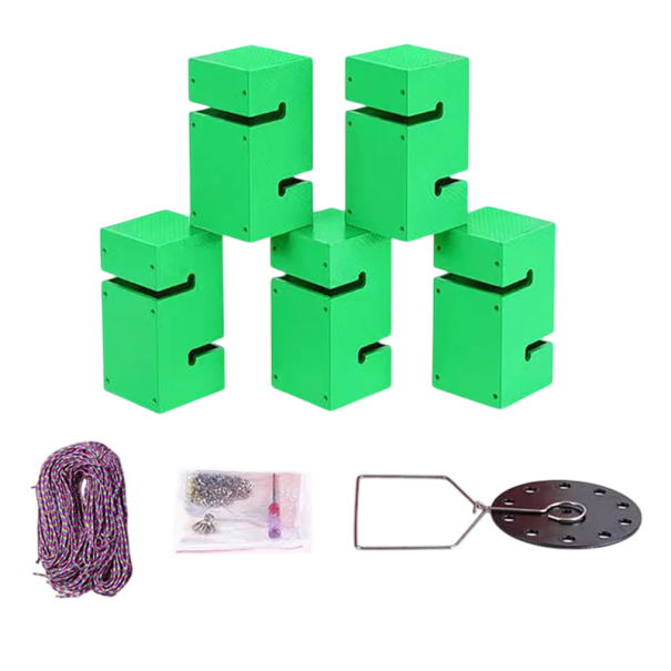 Joc cooperativ de construcție a unei turnuri cu sfoară și lift, set de 5 piese 15 x 7,5 x 7,5 cm, jucărie pentru teambuilding și activități în aer liber verde