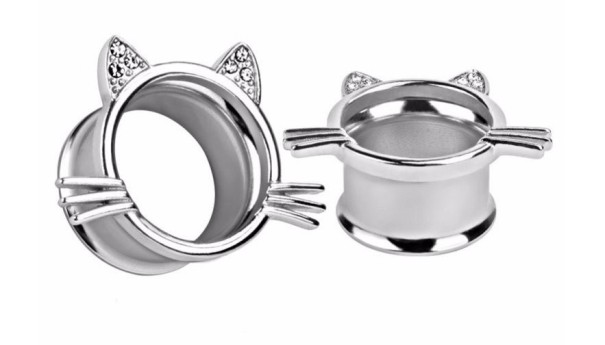 Joli tunnel d'oreille - 2 pcs argenté 10 mm