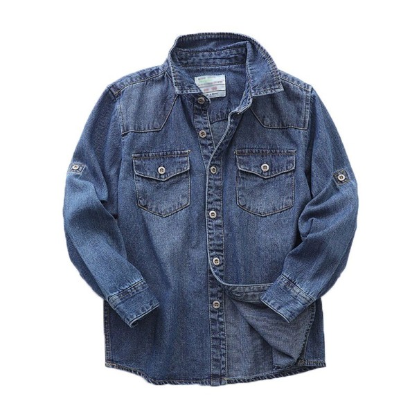 Jongens denim overhemd L1807 donkerblauw 9