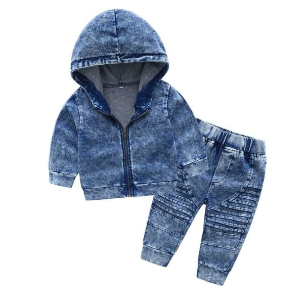 Jongens sweatshirt en broek L1691 blauw 12-24 maanden