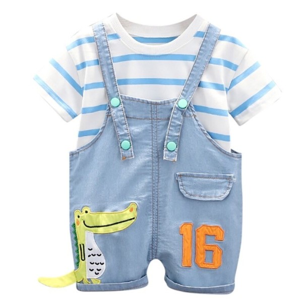 Jongens T-shirt en broek L1657 blauw 2-3 jaar