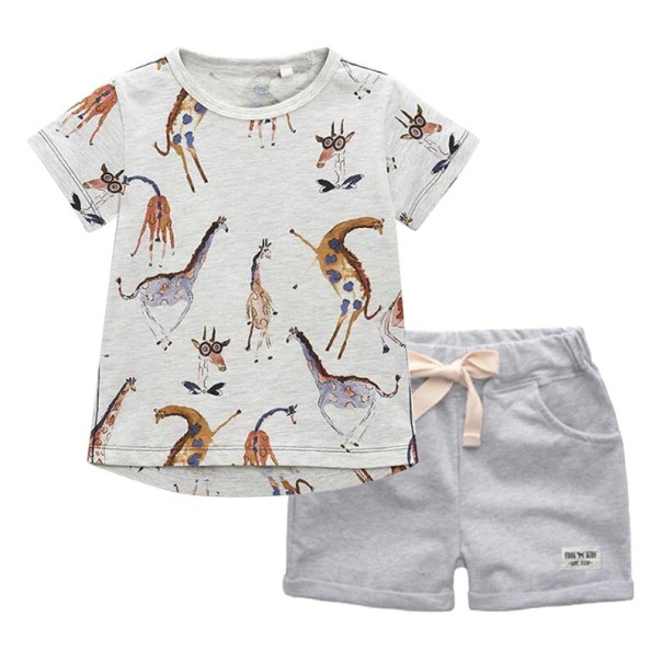 Jongens T-shirt en short L1642 grijs 3