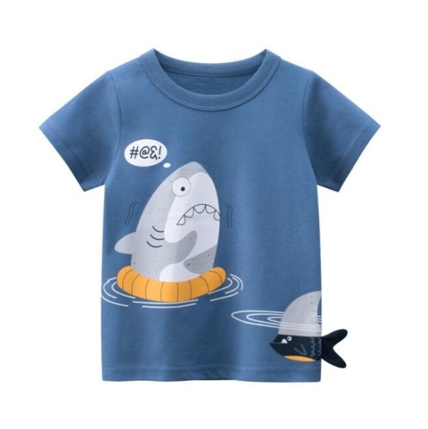 Jongens T-shirt met dierenprint donkerblauw 6