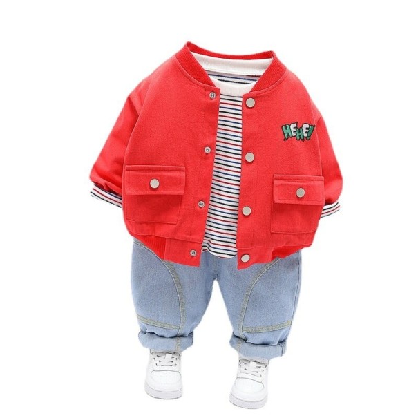 Jongensjas, t-shirt en broek L1666 rood 12-24 maanden
