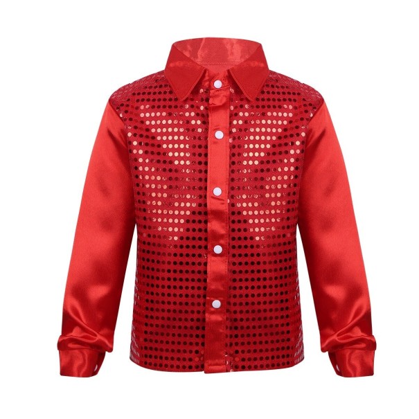 Jongensoverhemd met pailletten L1817 rood 8