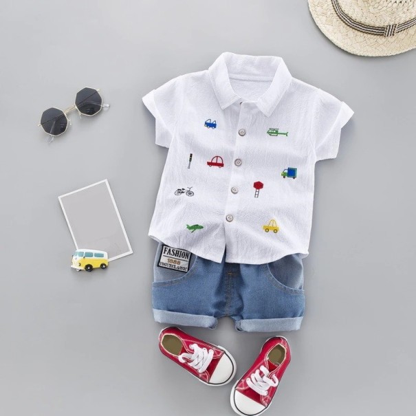 Jongensshirt en short L1712 wit 12-24 maanden