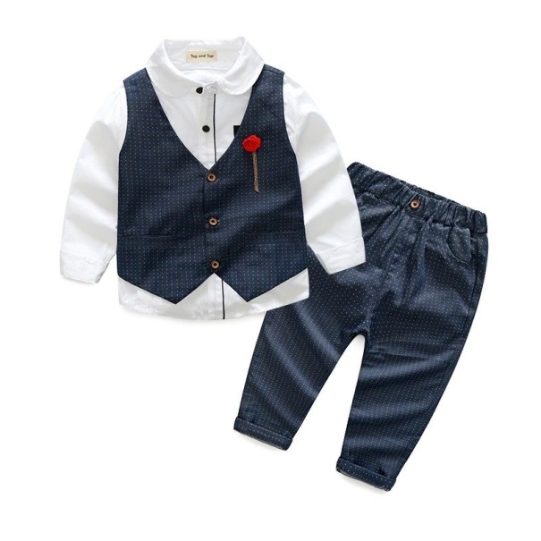 Jongensshirt, vest, broek L1577 donkergrijs 2