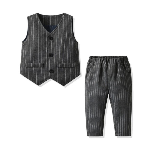 Jongensvest en broek B1369 donkergrijs 9-12 maanden