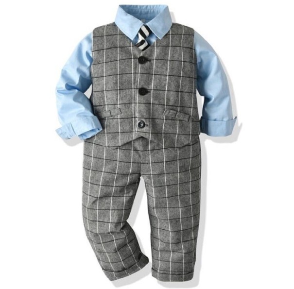 Jongensvest, shirt en broek B1359 grijs 2