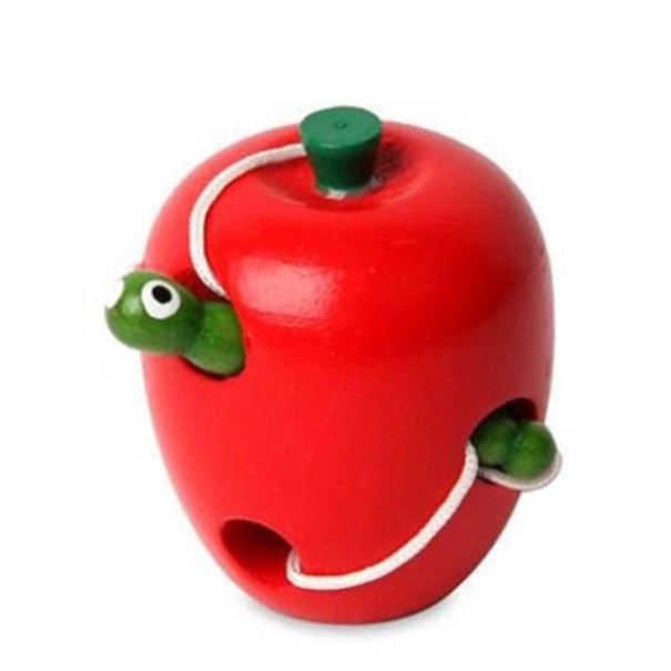 Jouet en bois - Pomme à enfiler 1