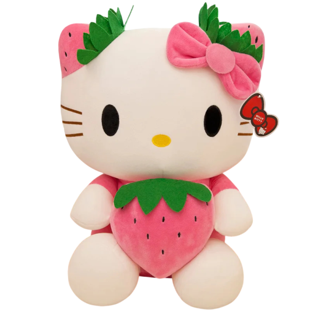 Jouet en peluche chat avec fraise 35 cm Mignonne douce chaton câlin Jouet en peluche pour enfants Décoration de chambre Cadeau pour enfants 1