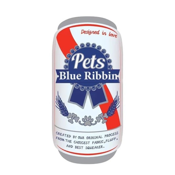 Jouet en peluche pour chiens siffleur en forme de boîte bleue avec inscription 14 x 7 cm en peluche résistante pour mâcher et jouer des animaux 1
