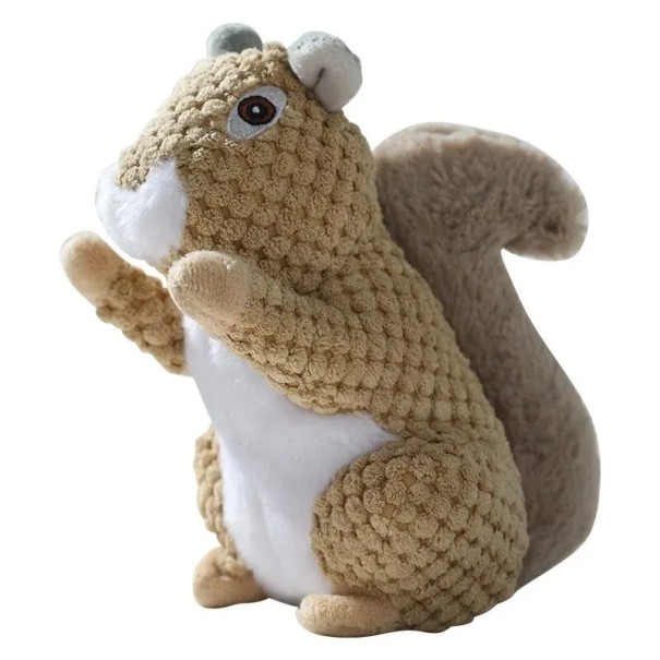 Jouet en peluche qui couine pour chiens Écureuil 19x11 cm Jouet interactif pour chiens Écureuil en peluche résistant pour petits et moyens chiens Jouet à mâcher 1