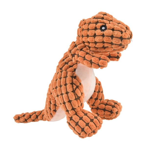 Jouet interactif en peluche pour chiens et chats en forme de dinosaure Jouet à mâcher résistant pour petits chiens et animaux de compagnie orange