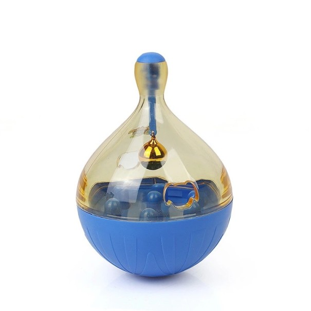 Jouet pour chats et petits chiens Jouet interactif bleu pour friandises avec grelot Jouet en plastique pour alimentation lente 1
