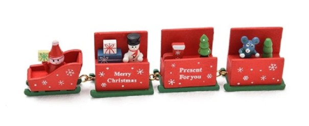 Jouluinen koristeellinen reki lahjoilla J2301 punainen