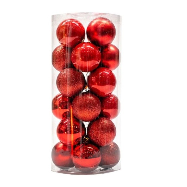 Joulupallot 24 kpl 3 cm punainen