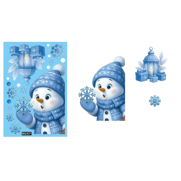 Joulustickerit ikkunaan 20 x 30 cm Siniset koristeet lumihiutaleilla ja tähdillä Erilaisia kokoja Uudelleen käytettävät PVC-tarrat talvikoristeluun 1