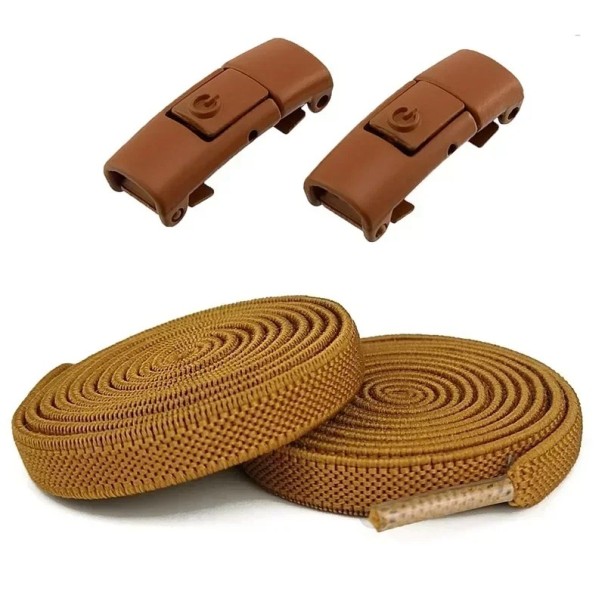 Joustavat kengännauhat ilman sitomista 100 cm Nauhat lukolla Metallinen solki Nopea pukeminen urheilu- ja arkikenkiin ruskea