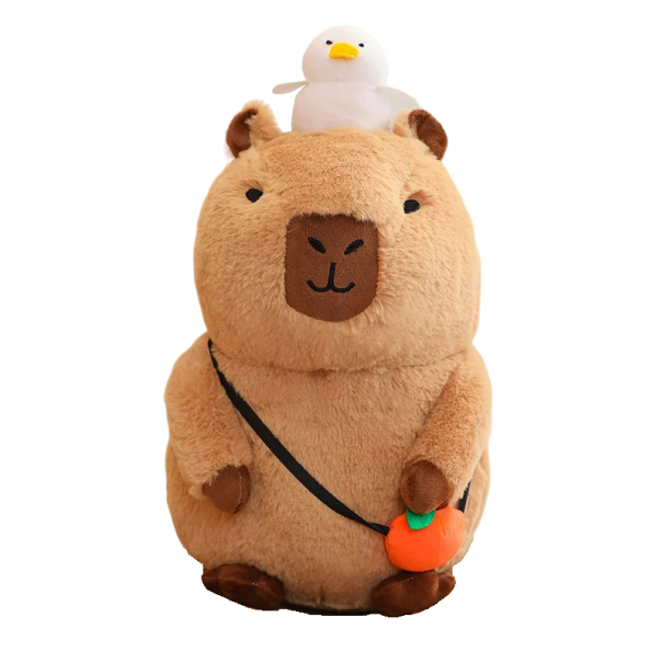 Jucărie de pluș capibară așezată Animal de plus cu o pasăre pe cap Capybară de pluș pentru copii Decor de pluș pentru camera copiilor 20 cm 1