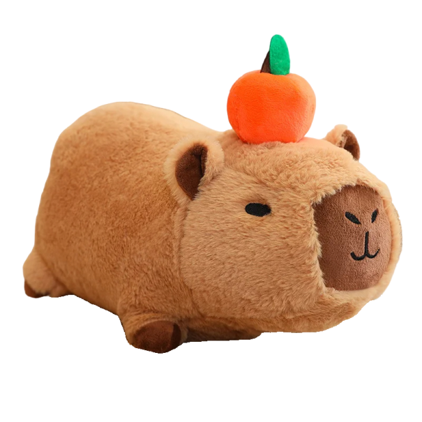 Jucărie de pluș capibară culcat Animal de pluș cu măr pe cap Capybara de pluș de pluș pentru copii Decor de pluș pentru camera copiilor 20cm 1