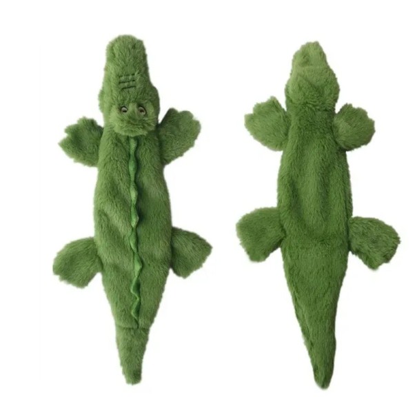 Jucărie de plus pentru câini 45 cm Crocodil fără umplere Jucărie interactivă durabilă Jucărie scârțâitoare Jucărie moale pentru câini verde inchis