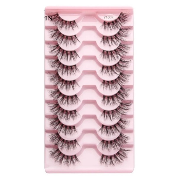 Juego de 10 pares de pestañas postizas Pestañas postizas de media longitud Juego de extensiones de pestañas Pestañas postizas de aspecto natural 2