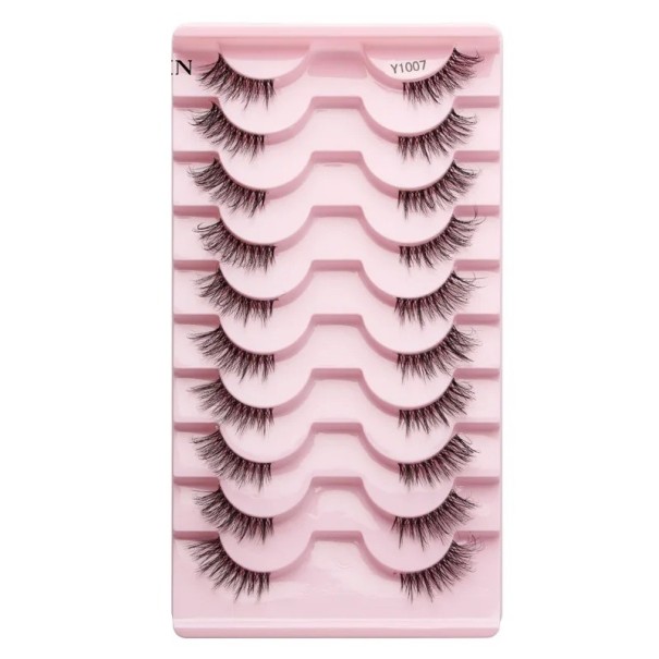 Juego de 10 pares de pestañas postizas Pestañas postizas de media longitud Juego de extensiones de pestañas Pestañas postizas de aspecto natural 7
