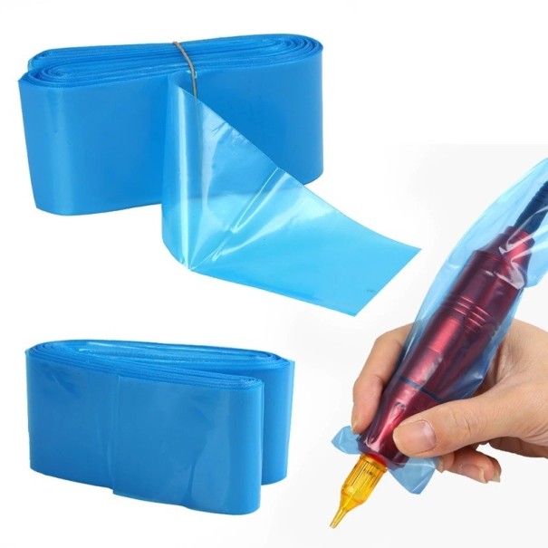 Juego de 100 fundas protectoras desechables para cables de máquinas de tatuar 5 × 80 cm Fundas higiénicas de polietileno Protección contra la contaminación azul