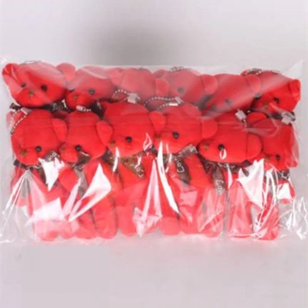 Juego de 12 ositos de peluche con moño Llavero o bolso Mini peluche Regalo decorativo Accesorio adorable para niños y adultos rojo
