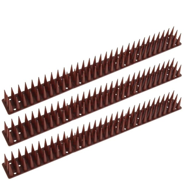 Juego de 12 pinchos de plástico marrón para pájaros de 43 cm. Repelente de palomas y plagas. Protección para jardín y balcón. 1