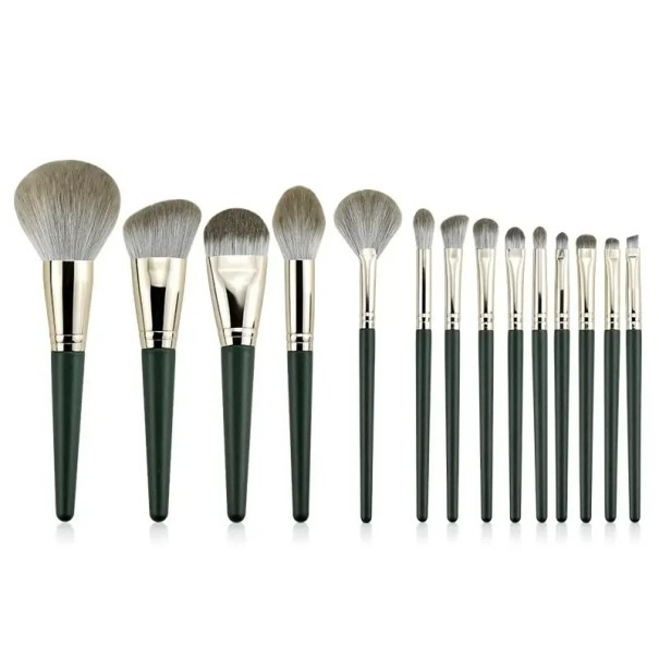 Juego de 14 brochas de maquillaje con fibras suaves para sombras de ojos, base, polvos, rubor y difuminado. Herramientas de maquillaje cosmético. 1