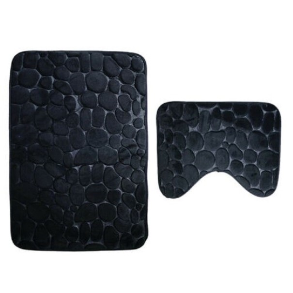 Juego de 2 alfombrillas de baño negro