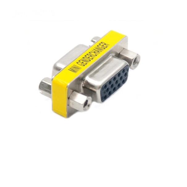Juego de 2 conectores VGA 15pin con dos tomas para conectar dos cables VGA Reducción compacta hembra a hembra Cuerpo metálico con roscas 1