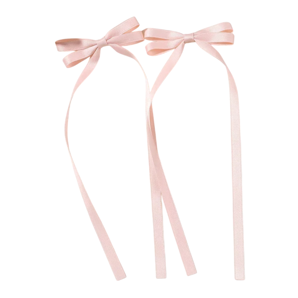 Juego de 2 pinzas para el pelo con doble lazo, elegantes pinzas para el pelo con lazo, accesorio elegante para niñas y mujeres, peinado de moda, sujeción suave y firme. rosa claro