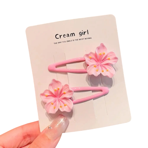 Juego de 2 pinzas para el pelo rosas con flores rosas, elegantes accesorios para el pelo, pinzas de flores para niñas, bonitos adornos para el pelo. 1