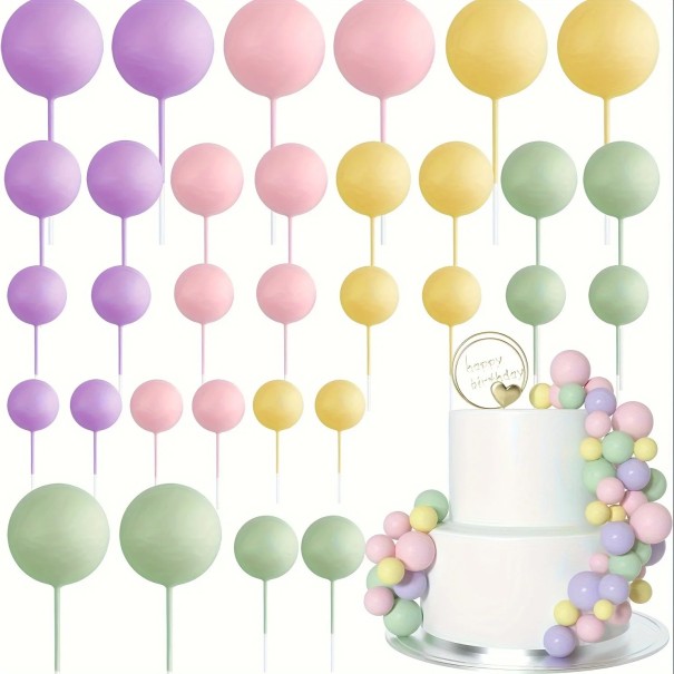 Juego de 20 bolas redondas de colores para decorar tartas de cumpleaños, de espuma, para celebraciones y fiestas. colorido Juego de 20 bolas redondas de colores para decorar tartas de cumpleaños, de espuma, para celebraciones y fiestas. colorido
