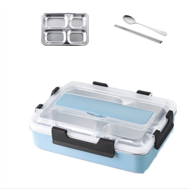 Juego de 3 cubiertos y caja bento azul L