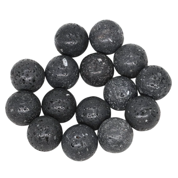 Juego de 5 cuentas de lava volcánica negra natural de 16 mm. Piedras minerales para hacer joyas, aromaterapia, pulseras y collares. 1