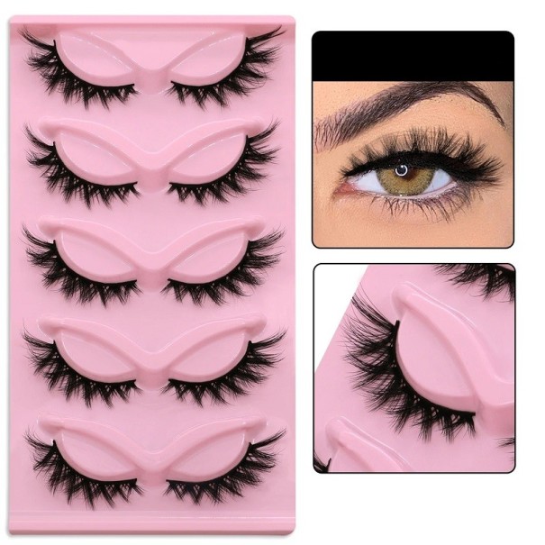 Juego de 5 pares de pestañas postizas Pestañas artificiales largas con tira completa Kit de extensión de pestañas Pestañas con pegamento natural 12