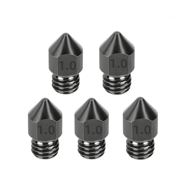 Juego de 5 piezas de boquillas de acero templado de 1,0 mm M6 para filamento de 1,75 mm Impresión 3D extra rápida de grandes objetos Boquillas 1