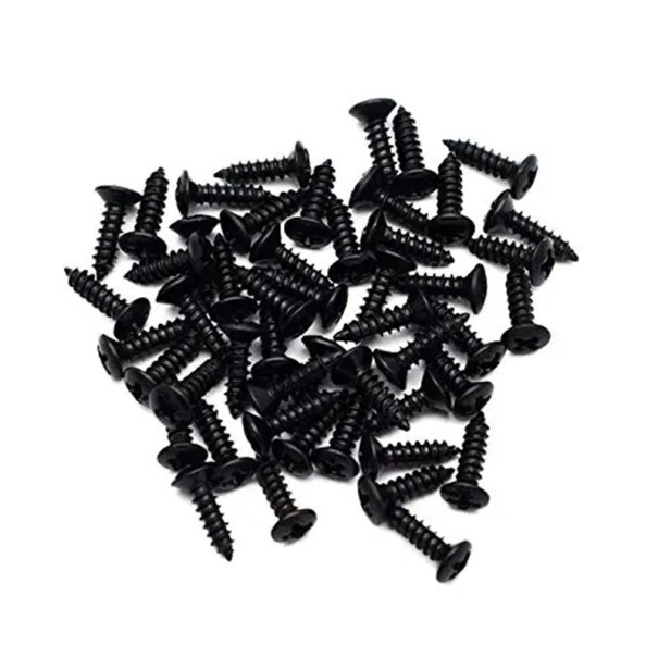 Juego de 50 tornillos de 3 x 12 mm para guitarra eléctrica, repuestos de guitarra de color neutro. negro