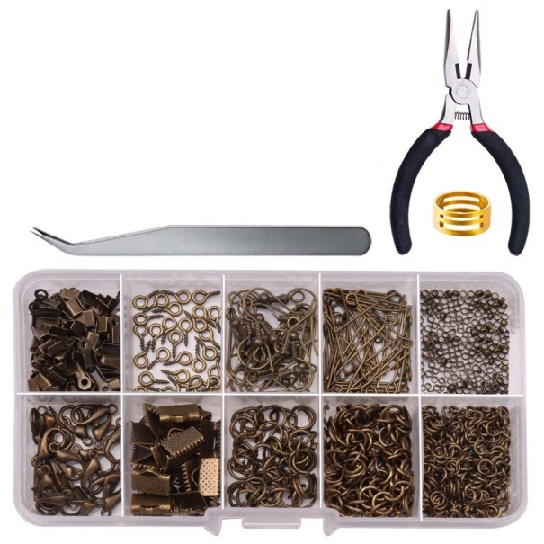 Juego de 710 piezas para hacer joyas con alicates y pinzas bronce
