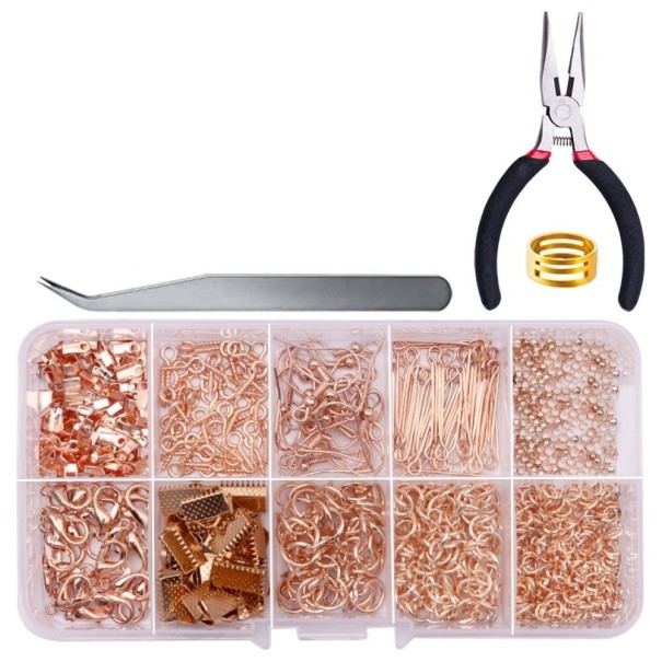 Juego de 710 piezas para hacer joyas con alicates y pinzas rosa viejo