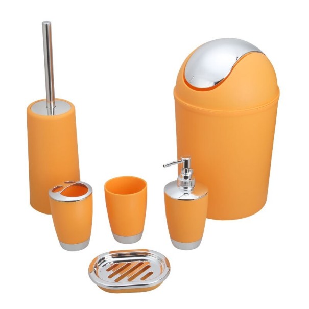 Juego de accesorios de baño 6 piezas naranja